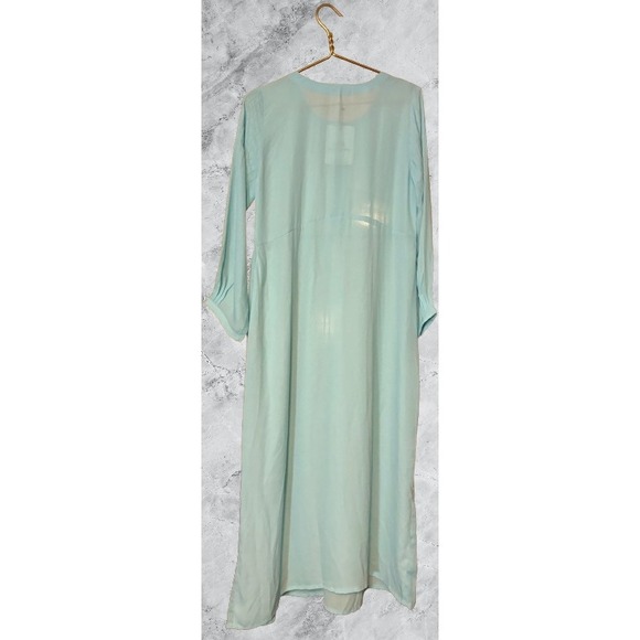 Vohra & Saigol Women Lt. Blue Pintuck Button Front Long Sleeve Maxi Dress Sz 12 - Picture 3 of 8